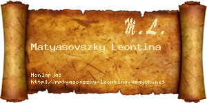 Matyasovszky Leontina névjegykártya
